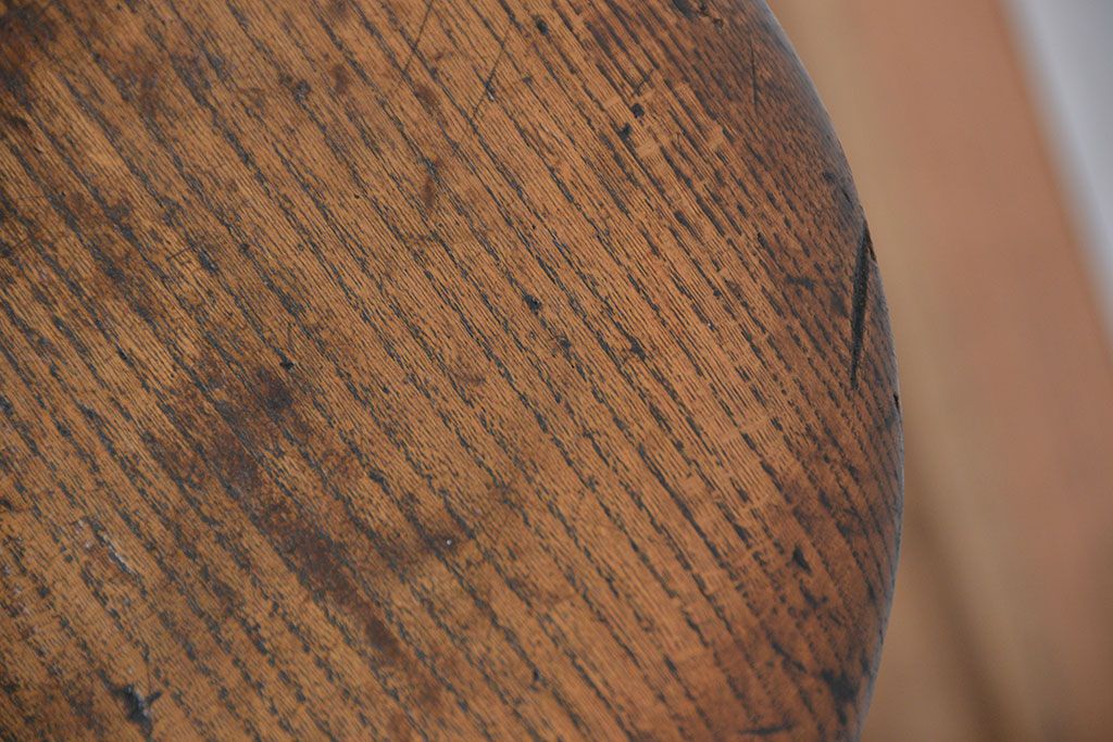 アンティーク家具　古民具・骨董　総欅材の使い込まれたアンティークスツール(丸椅子)