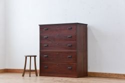レトロ家具　☆昭和レトロ シンプルな二段重ねチェスト(箪笥、タンス)