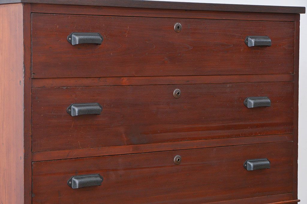 レトロ家具　☆昭和レトロ シンプルな二段重ねチェスト(箪笥、タンス)