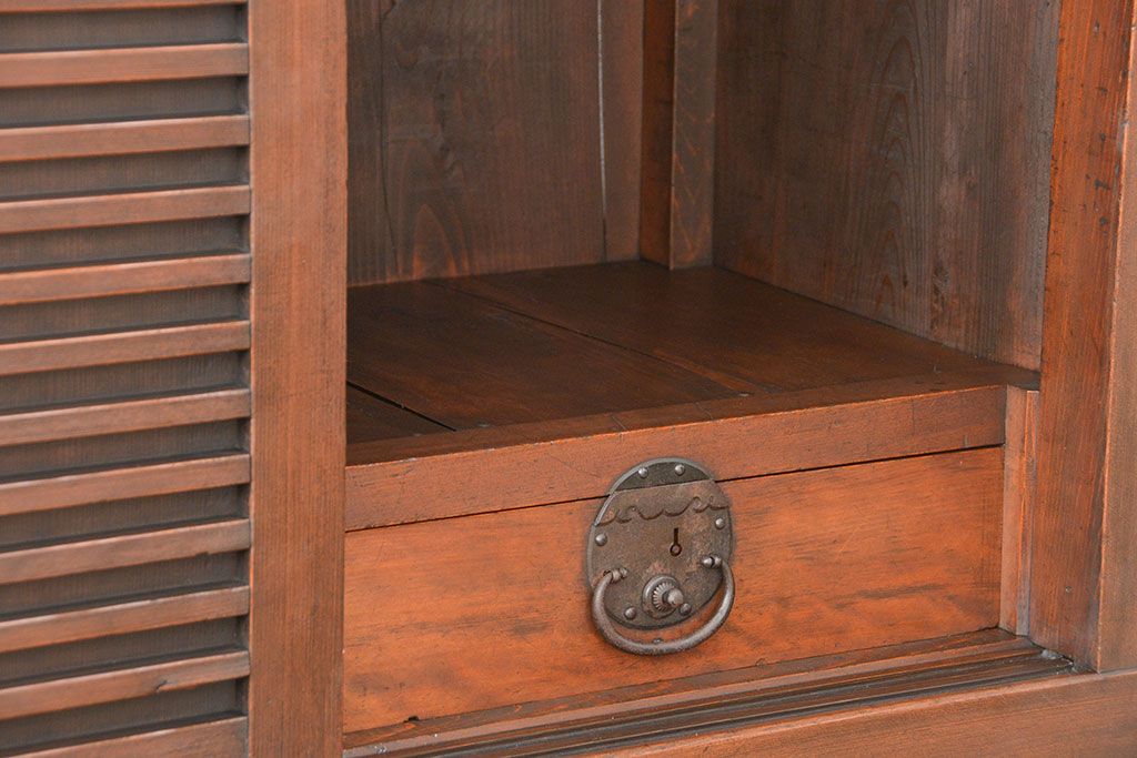 アンティーク家具　古民具・骨董 味わい深い二段重ね美濃帳場箪笥
