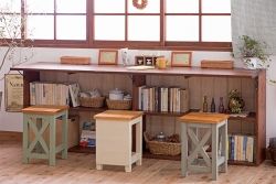 アンティーク家具　アンティーク 古い木のカウンターテーブル(作業台・机・飾り棚)(2)