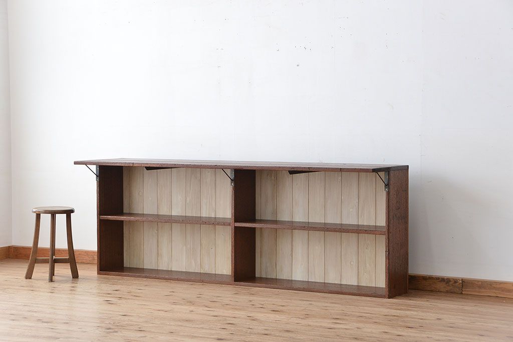 アンティーク家具　アンティーク 古い木のカウンターテーブル(作業台・机・飾り棚)(2)