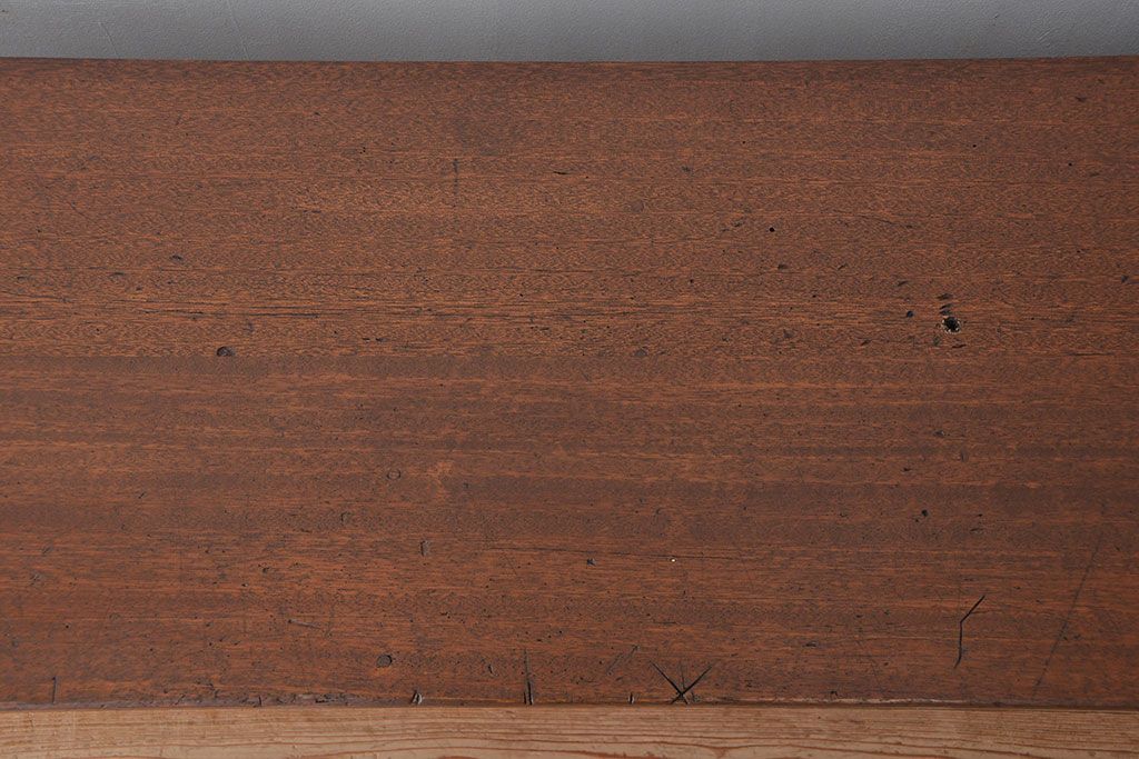 アンティーク家具　アンティーク 古い木のカウンターテーブル(作業台・机・飾り棚)(2)