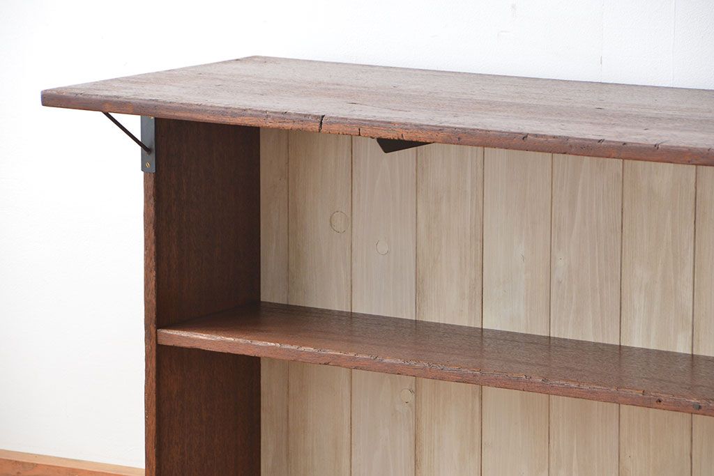 アンティーク家具　アンティーク 古い木のカウンターテーブル(作業台・机・飾り棚)(2)