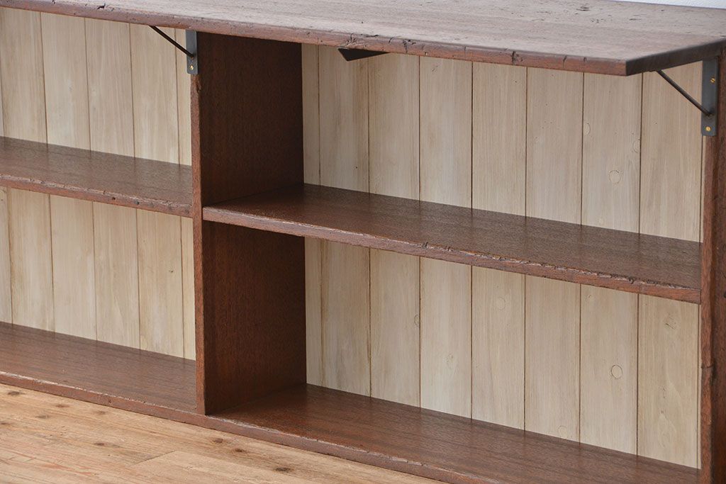 アンティーク家具　アンティーク 古い木のカウンターテーブル(作業台・机・飾り棚)(2)