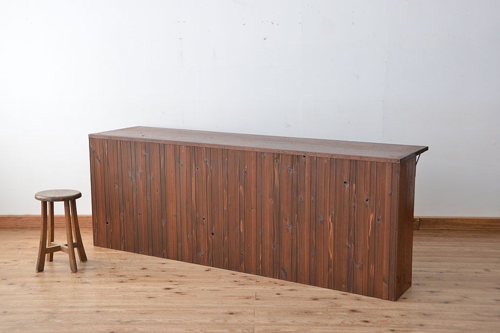アンティーク家具　アンティーク 古い木のカウンターテーブル(作業台・机・飾り棚)(2)