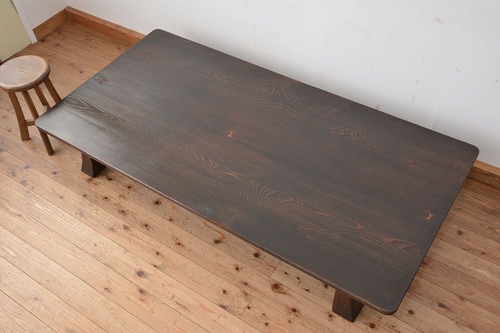 レトロ家具　昭和レトロ 高級杉材の千切りの入った大きな座卓(テーブル、机)