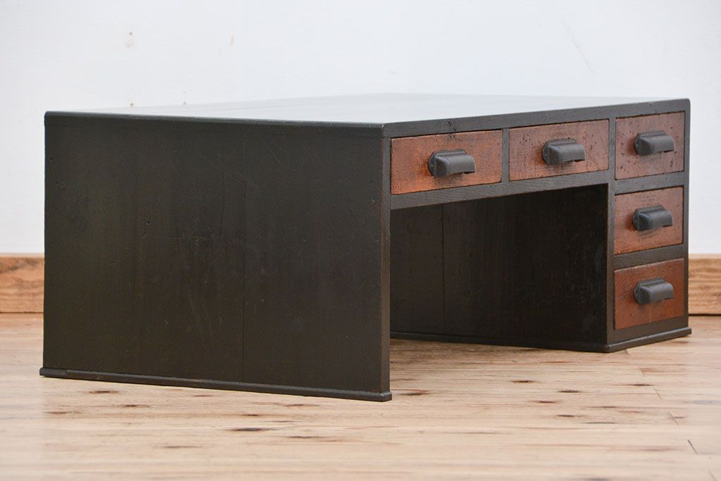 レトロ家具　昭和レトロ 使い込まれた片袖机(テーブル)