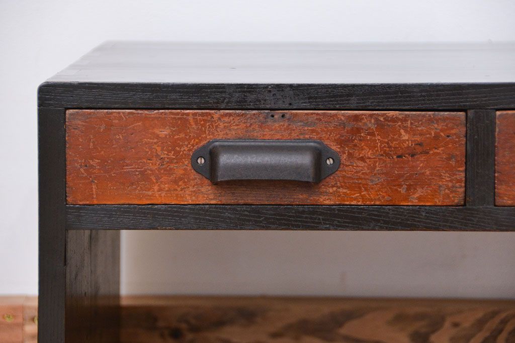 レトロ家具　昭和レトロ 使い込まれた片袖机(テーブル)