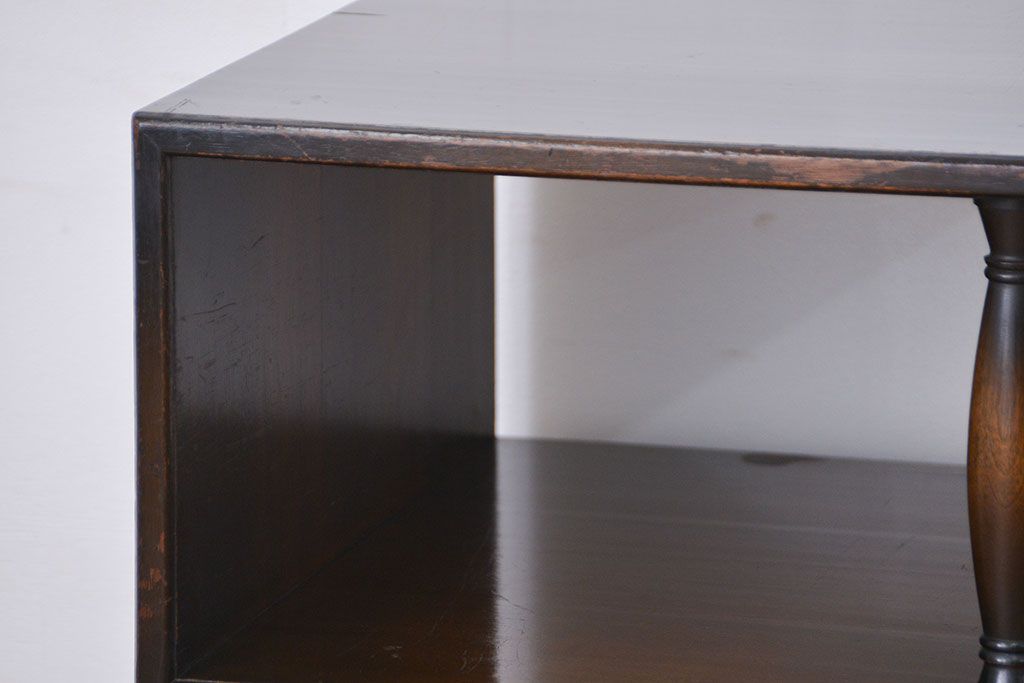 レトロ家具　昭和レトロ 作りの良い縦型レコードケース(飾り棚、小引出、書類ケース)