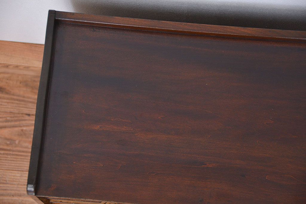 レトロ家具　昭和レトロ 難アリ古い木の小さなカルテケース(書類ケース)