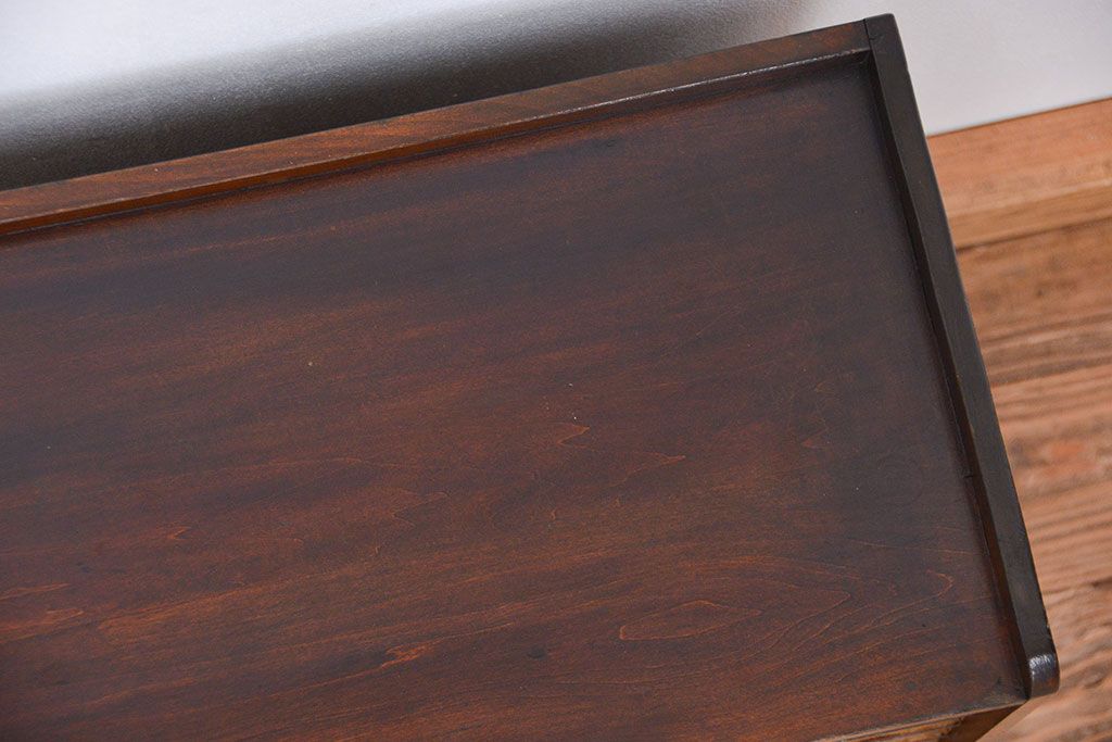 レトロ家具　昭和レトロ 難アリ古い木の小さなカルテケース(書類ケース)
