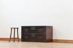 アンティーク家具　古民具・骨董 使い込まれた時代箪笥ローボード(2)(ローチェスト)