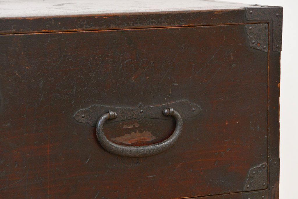 アンティーク家具　古民具・骨董 使い込まれた時代箪笥ローボード(2)(ローチェスト)
