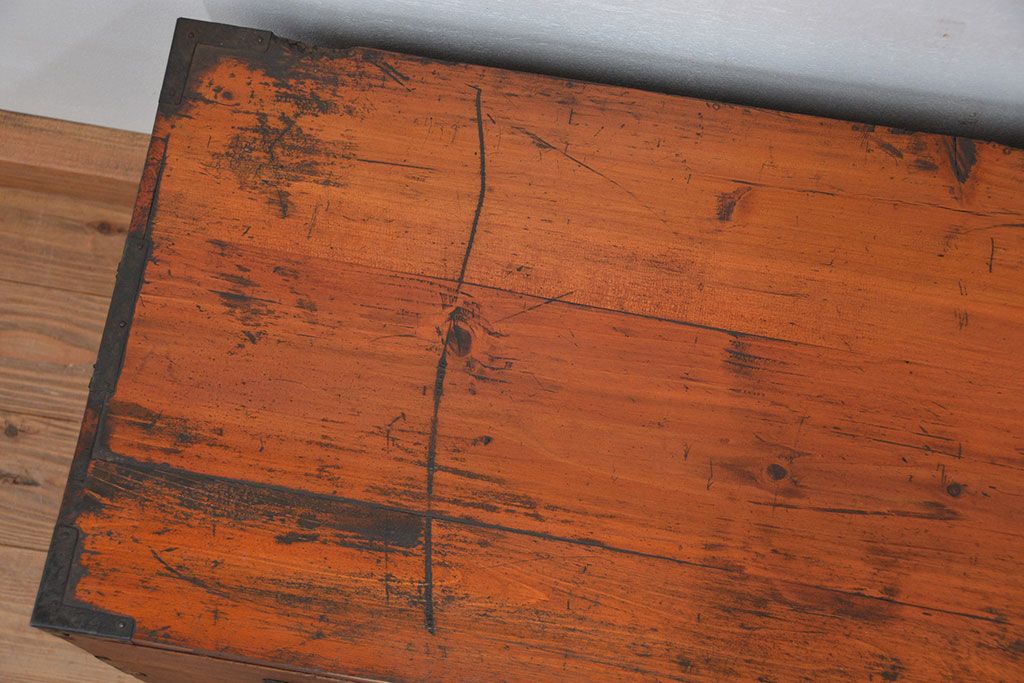 レトロ家具　昭和レトロ ☆シンプルな二段重ね時代箪笥