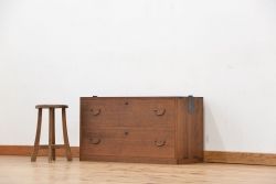 レトロ家具　昭和レトロ シンプルなローチェスト(1)(ローボード、箪笥)