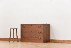 レトロ家具　昭和レトロ シンプルなローチェスト(2)(ローボード、箪笥)