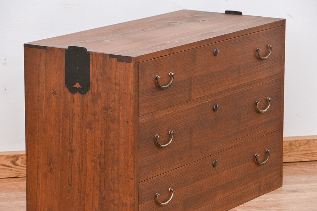レトロ家具　昭和レトロ シンプルなローチェスト(2)(ローボード、箪笥)