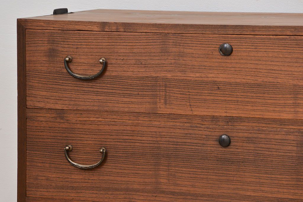 レトロ家具　昭和レトロ シンプルなローチェスト(2)(ローボード、箪笥)