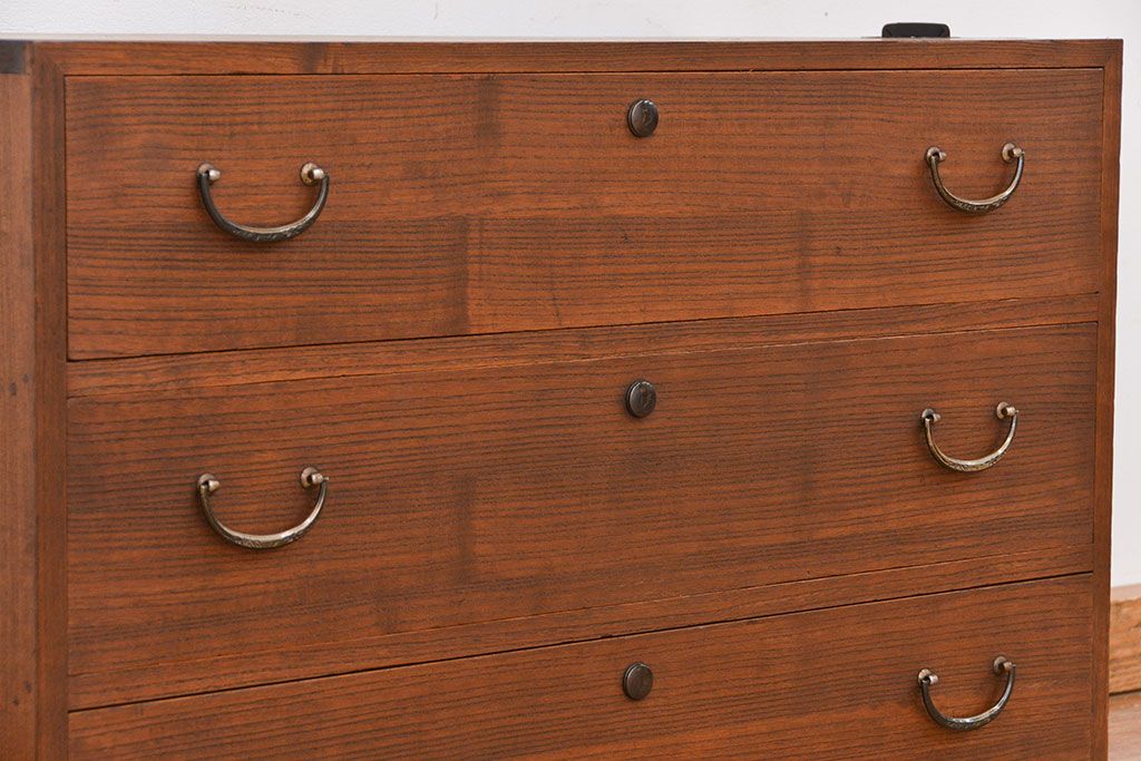 レトロ家具　昭和レトロ シンプルなローチェスト(2)(ローボード、箪笥)