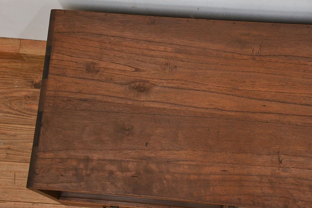 レトロ家具　昭和レトロ シンプルなダイヤガラスローボード(収納棚)