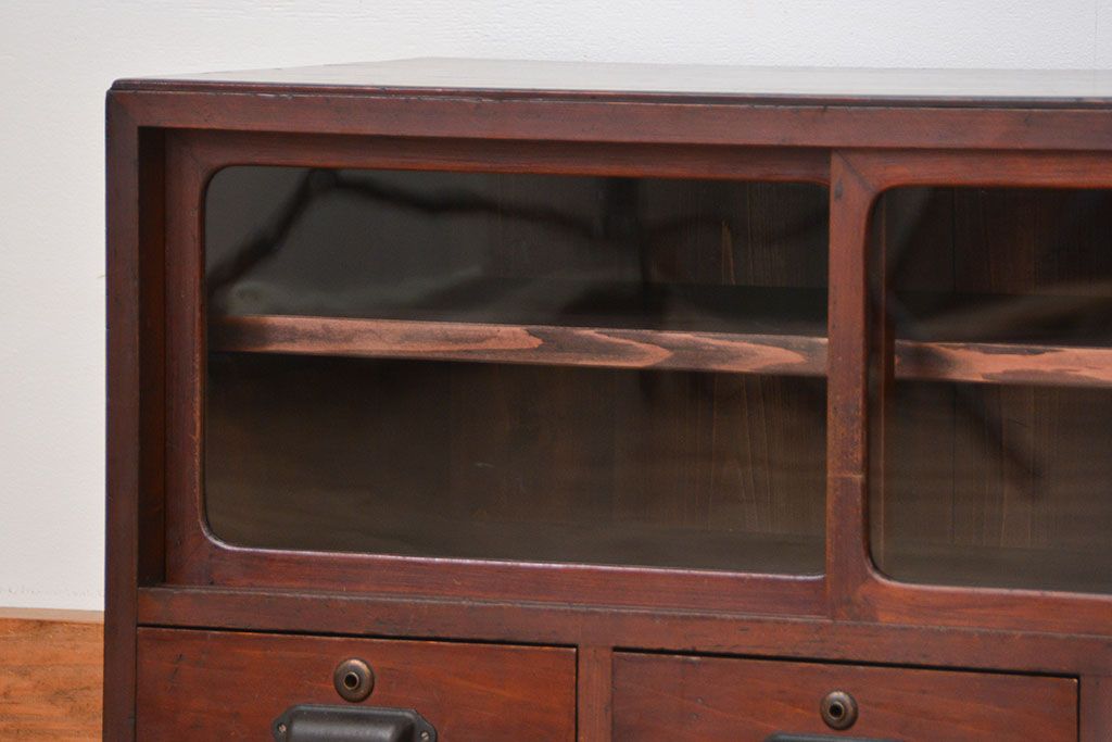 レトロ家具　昭和レトロ シンプルな引き出し付きローボード(収納棚)