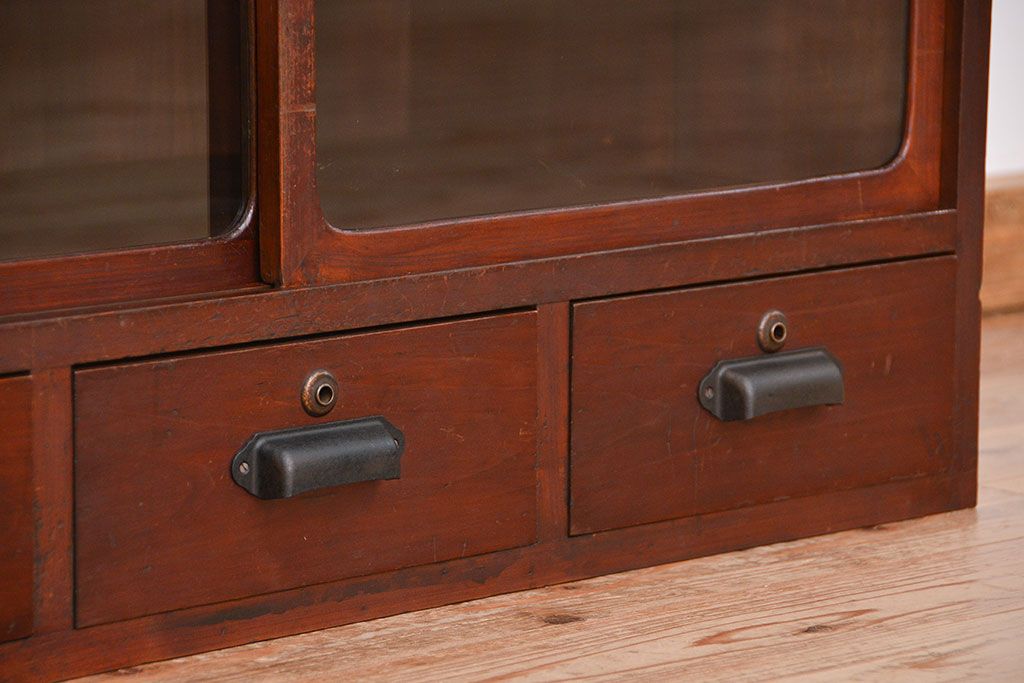 レトロ家具　昭和レトロ シンプルな引き出し付きローボード(収納棚)