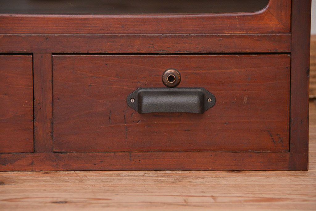 レトロ家具　昭和レトロ シンプルな引き出し付きローボード(収納棚)