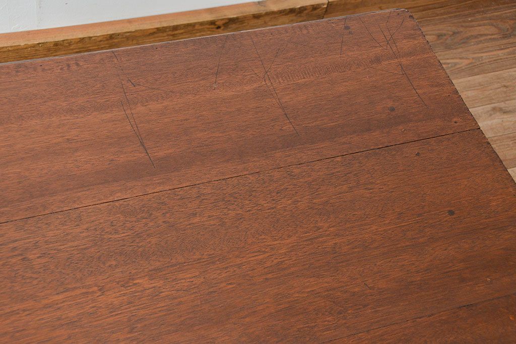 アンティーク家具　1970年頃 両面引き出し付きの大きな作業台(テーブル、机)