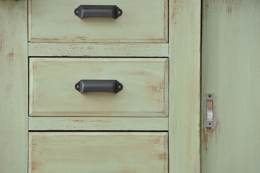 アンティーク家具　1970年頃 両面引き出し付きの大きな作業台(テーブル、机)