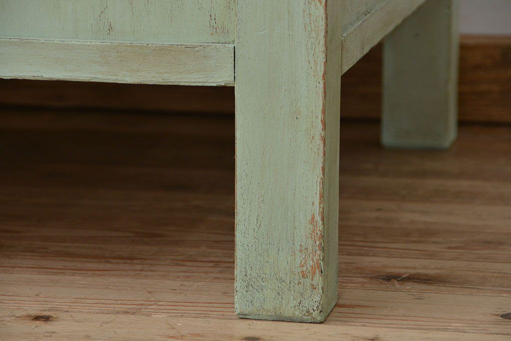 アンティーク家具　1970年頃 両面引き出し付きの大きな作業台(テーブル、机)