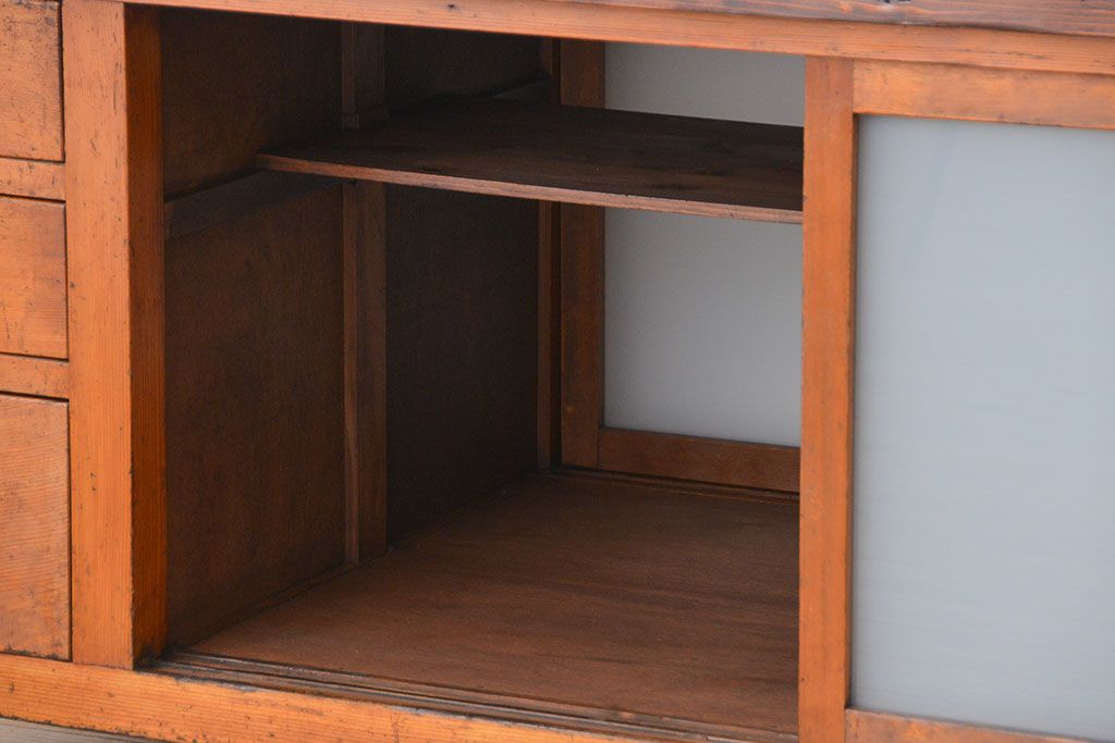 レトロ家具　昭和レトロ 両面引き出しの大きな作業台(テーブル、机)