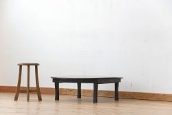 レトロ家具　昭和レトロ 古い栗材の丸型ちゃぶ台(テーブル、座卓)