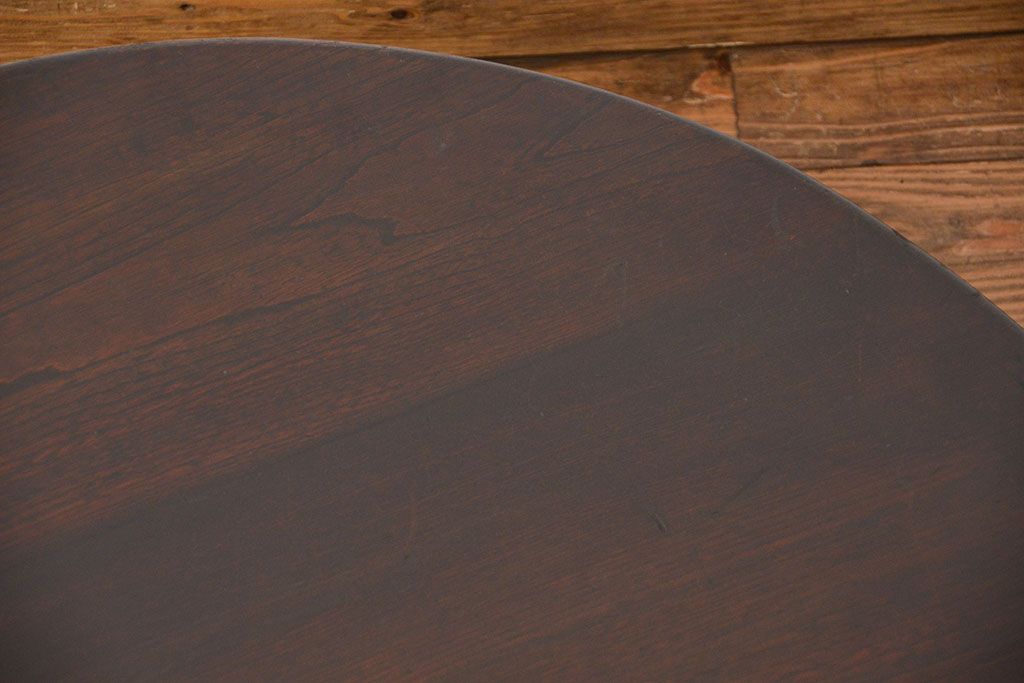 レトロ家具　昭和レトロ 古い栗材の丸型ちゃぶ台(テーブル、座卓)
