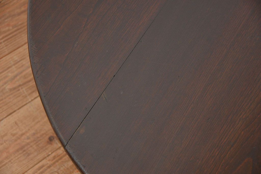 レトロ家具　昭和レトロ 古い栗材の丸型ちゃぶ台(テーブル、座卓)