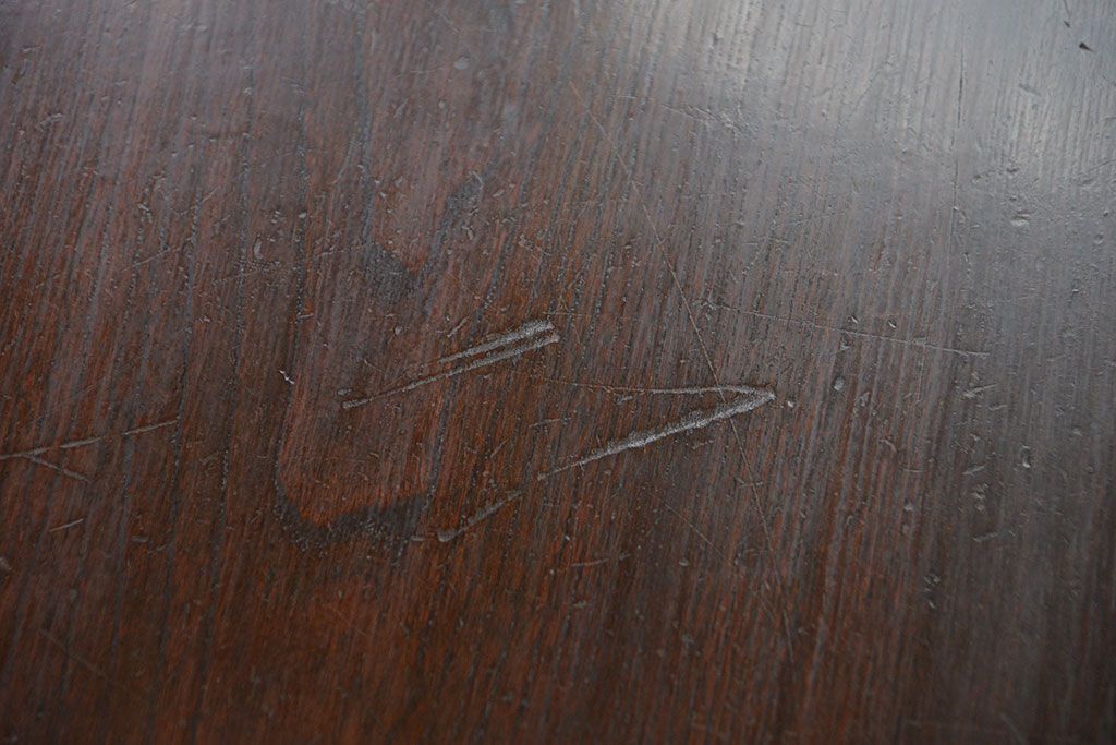 レトロ家具　昭和レトロ 古い栗材の丸型ちゃぶ台(テーブル、座卓)