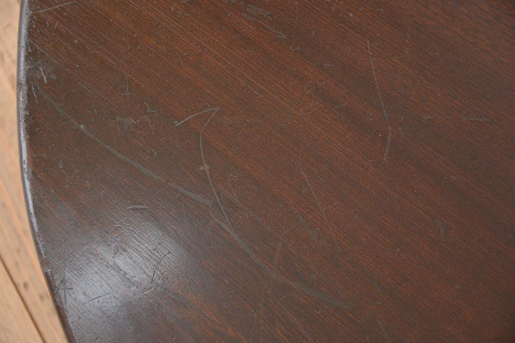 レトロ家具　昭和レトロ 古い栗材の丸型ちゃぶ台(テーブル、座卓)
