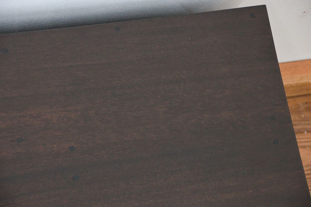 レトロ家具　昭和レトロ 天板補強のすりガラス入りローボード(収納棚)