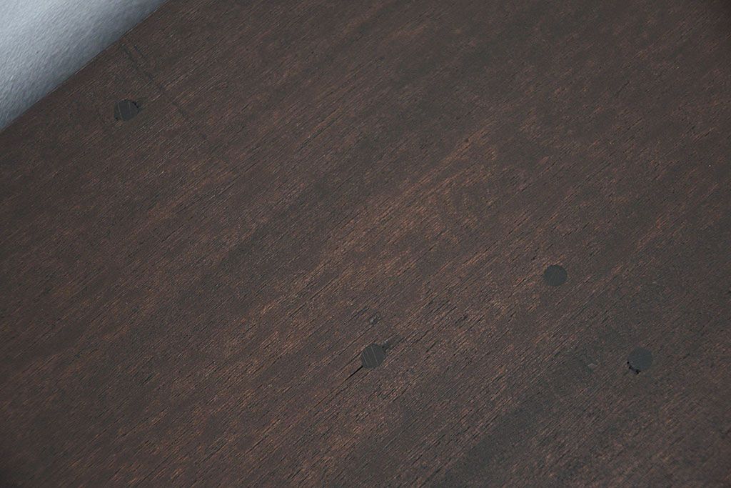 レトロ家具　昭和レトロ 天板補強のすりガラス入りローボード(収納棚)