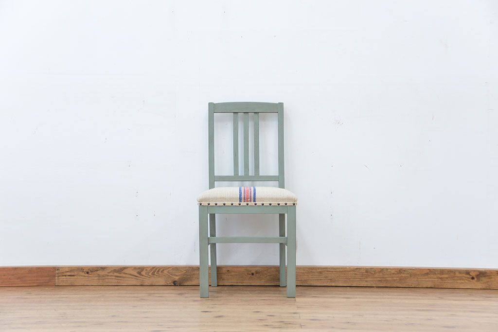 アンティーク家具　アンティーク 日本製 グレインサック座面のアンティークペイントチェア(イス、椅子)