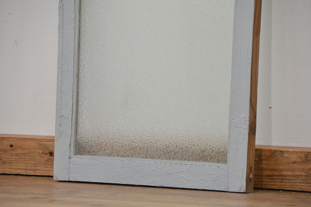 アンティーク建具　ペイント　古い洋館で使われていたダイヤガラス入りの上げ下げ窓1セット(ガラス戸)(R-012226)
