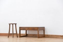 レトロ家具　昭和レトロ 古い栓材の小さな文机(テーブル)