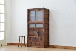 アンティーク家具　古民具・骨董 味わい深い時代箪笥収納棚(帳場箪笥)