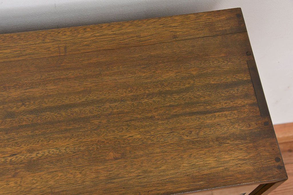 レトロ家具　昭和レトロ ガラス引き戸の本箱(収納棚)