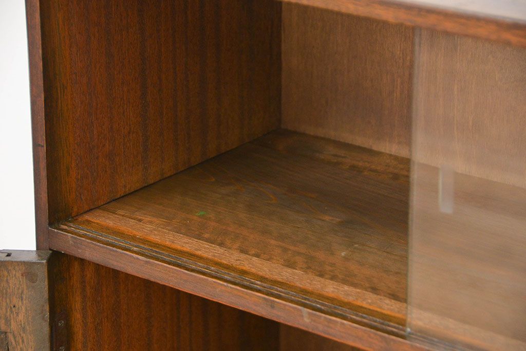レトロ家具　昭和レトロ ガラス引き戸の本箱(収納棚)