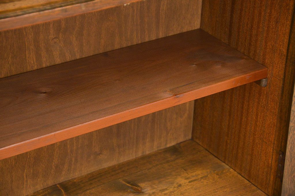 レトロ家具　昭和レトロ ガラス引き戸の本箱(収納棚)