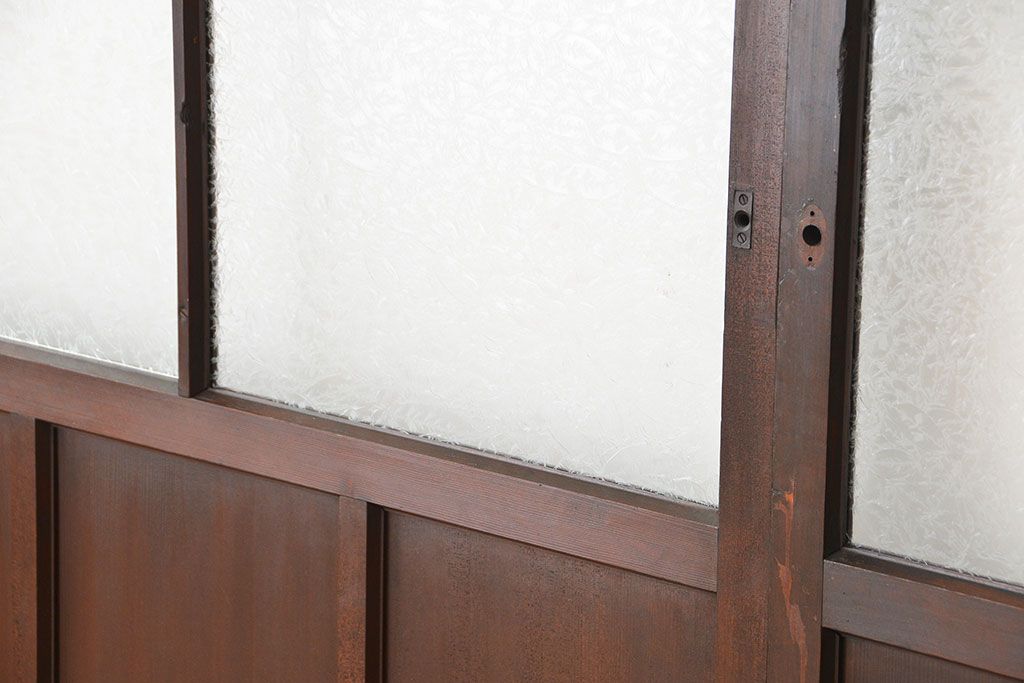 古民具・骨董 上質な作りの結霜ガラス引き戸2枚セット(ガラス戸)