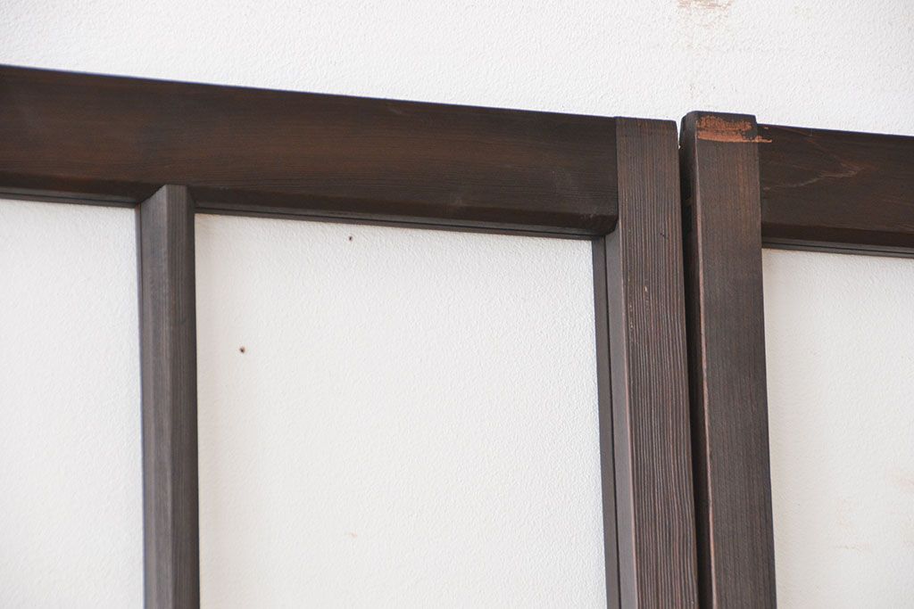 アンティーク 格子模様のシックなガラス戸4枚セット(引き戸)