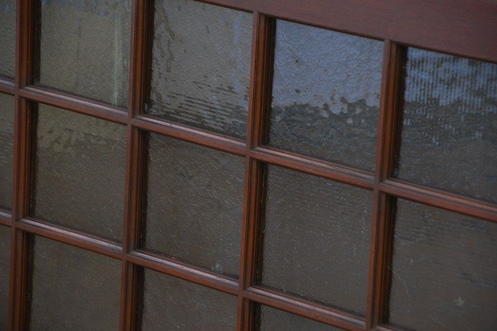 日本製アンティーク　大正〜昭和初期　チーク材　大きく上質なフィックス窓(はめ殺し戸、明り取り、明かり取り)