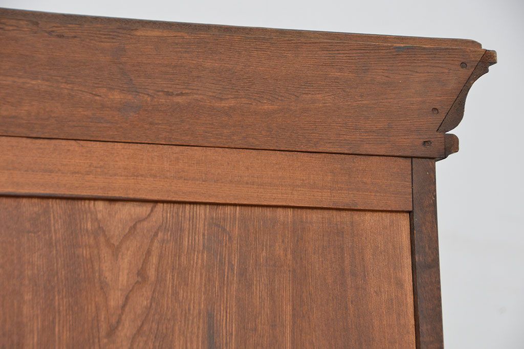 アンティーク家具　アンティーク 古い栓材!上質な衣装お盆付き二段重ねワードローブ(洋服箪笥、洋服タンス)